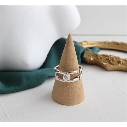 Woven Cross Oval Geometric Personality Korean Fashion Thai Silver 925 Sterling Silver Open Rings For Women Anillos Mujer SR317