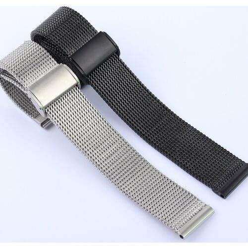 18mm 20mm 21mm 22mm 24mm Universal Milanese Watchbands Quick Release Watch Band Mesh Stainless Steel Strap Wrist Bracelet Black