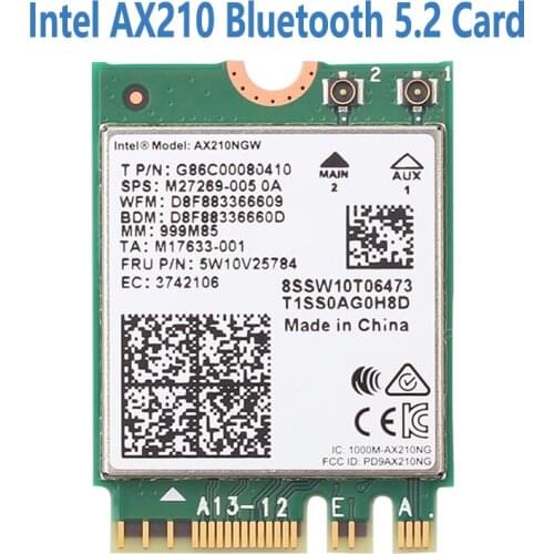 WiFi 6 Intel AX210 Bluetooth 5.2 3000Mbps Wireless M.2 Intel WiFi Card Dual Band 2.4G/5G/6Ghz 802.11ac/ax AX210NGW Wi-fi Adapter