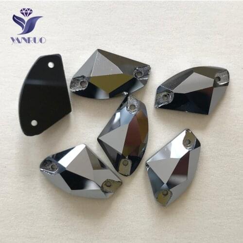 YANRUO #3256 All Sizes Jet Hematite Galactic Sew On Crystal Flatback Strass Stone Sewing Rhinestone Beads DIY