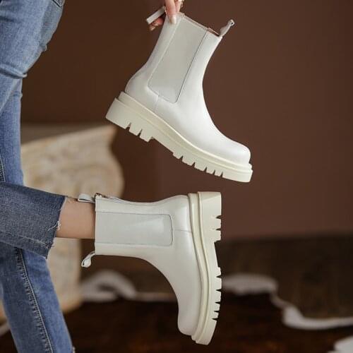 Women Shoes Women Boots 2021 Winter Genuine Leather Ankle Boots for Women zapatos de mujer womens platform heels chunky boots