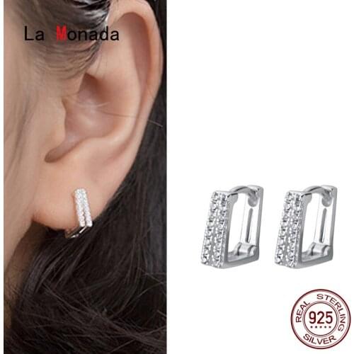 La Monada Small Hoop Earrings For Women Square Piercing Ear Silver 925 Beautiful Fashion 925 Silver Earrings For Girls Woman