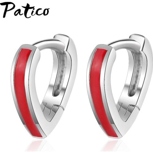 New Statement Hollow Heart Shape Red 925 Sterling Silver Hoop Earrings For Women Korean Trend Loves Birthday Gift Party Jewelry