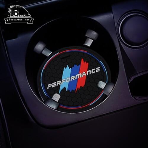 1pc PERFORMANCE Car Coasters Cup Holder Mats for BMW G30 F10 F20 F30 E90 E60 E84 F34 F48 F07 F15 F16 E70 E71 F25 F26 Car Styling