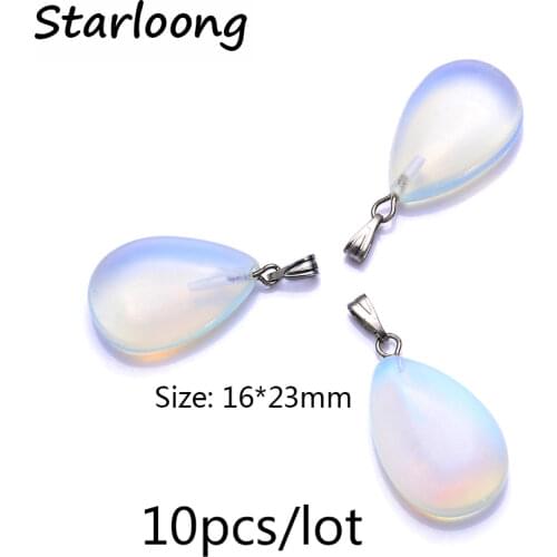 10pcs/lot 16*23mm new fashion flat water drop pendant white opal glass lampwork charm pendant for necklace DIY jewelry making