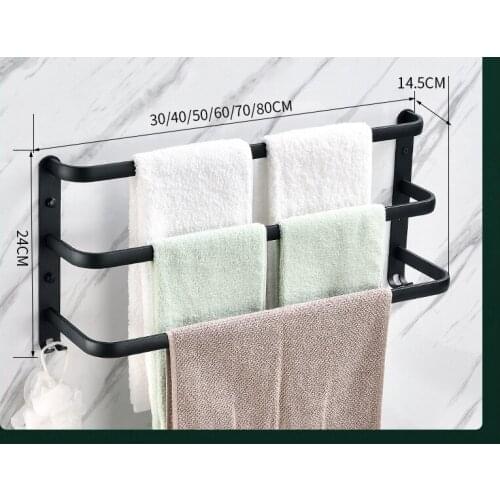 3 Tier Wall Mounted Steel Towel Rack. Wall Mounted Towel Rack Bathroom Hotel Rail Holder Storage Shelf Stainless Steel