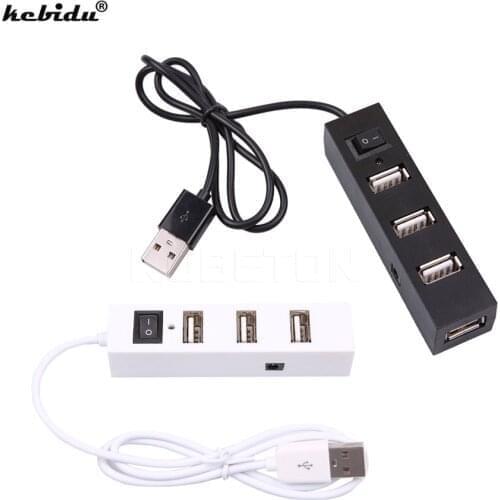 Kebidu 4 port Mini USB 2.0 Hub Portable USB Hub On off Power Switch Hub USB Splitter Adapter High Speed For Laptop