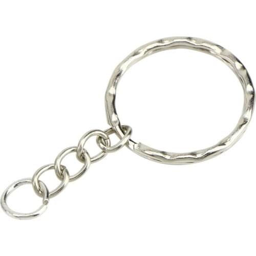 50pcs/lot 25mm Polished Keyring Keychain Split Ring With Short Chain Key Rings Women Men DIY Key Chains Accessories