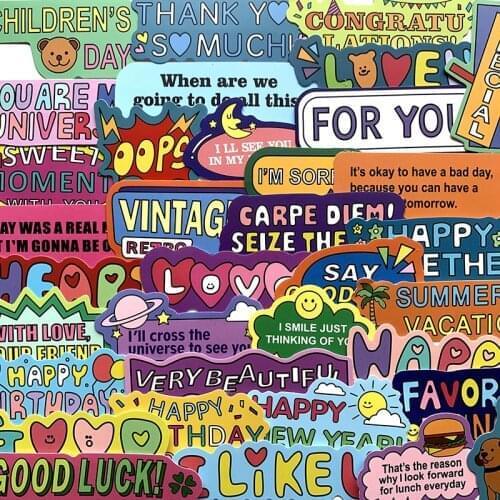 55Pcs Restore ancient ways English label cartoon Stickers For Suitcase Skateboard Laptop Luggage Fridge Phone Car Styling DIY