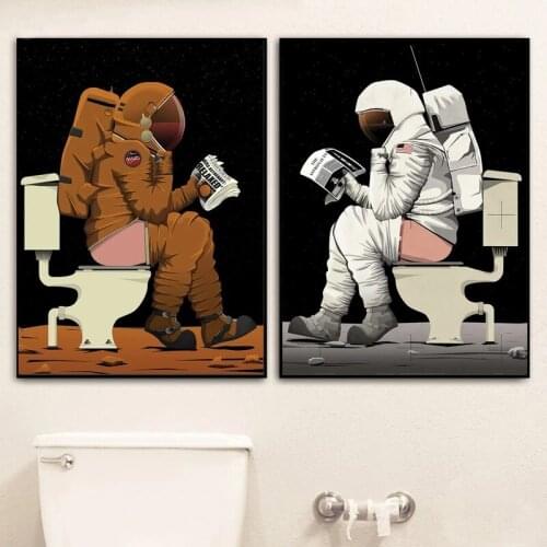 5D Diamond Painting Funny Astronaut DIY Full Round Drill Mosaic Embroidery Cross Stitch for Toilet Bathroom DIY Home Decor