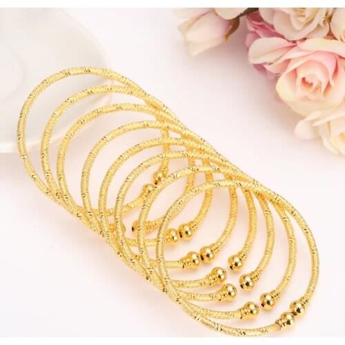 6pcs Gold filledAfrica Jewelry Ethiopian bling Bangle Bracelet Dubai india Bangle For Women Gifts men kids bangle birthday gifts
