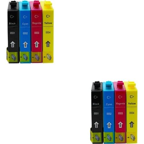 8pcs For Epson T0551 Ink Cartridges For Epson Stylus Photo RX420 RX425 RX520 R240 R245 Printer Inkjet With Chip Full ink 0551