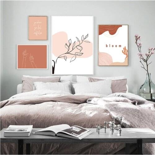 Abstract Art Line Drawing Painting Home Decor Life Quote Print Rainbow Flower Minimal Art Posters Print Gallery Wall Art Decor