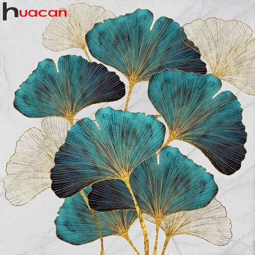 Huacan Diamond Painting Full Flower Home Decor Mosaic Embroidery Leaf Floral Cross Stitch Wall Stickers