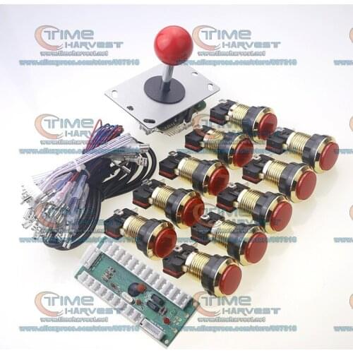 Arcade DIY Kits with Arcade USB Encoder Board Alway Lighting Mode Control Panel MAME Handle Joystick Chrome LED Lamp Buttons