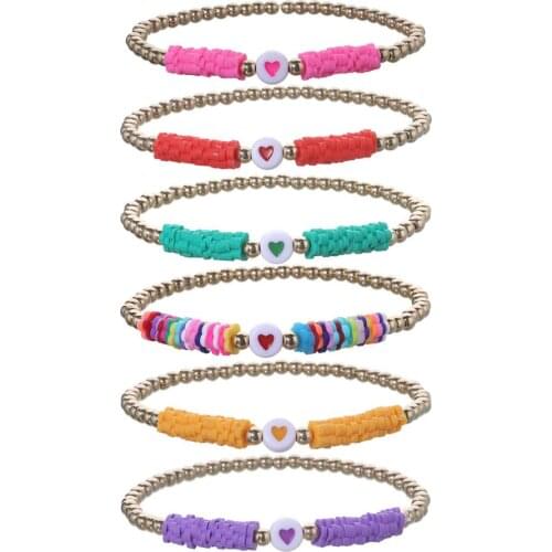 Boho Heishi Polymer Clay Disc Beads Stretch Bracelet 2019 New Fashion Multicolored Vinyl Record Beads Mixed Surf Jewelry Gift