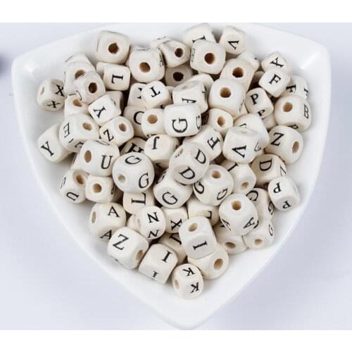 Choose Letter 20Pcs/Lot Square Alphabet Beads 10mm Natural Wooden Letter Beads For Jewelry Toys Making DIY Baby Necklace