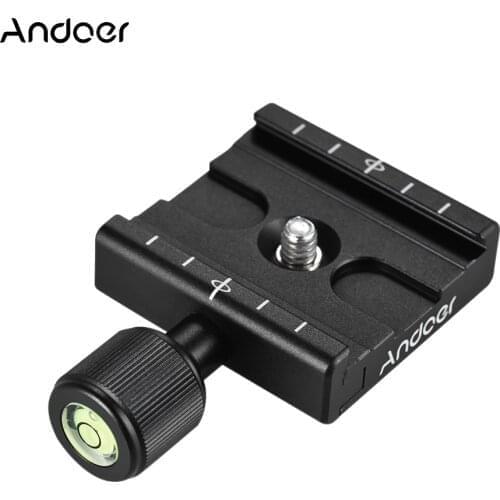 Andoer QR-50 Aluminum Alloy Quick Release Plate Clamp Adapter with Bubble Level for Arca Swiss RRS Wimberley Tripod Ball Head