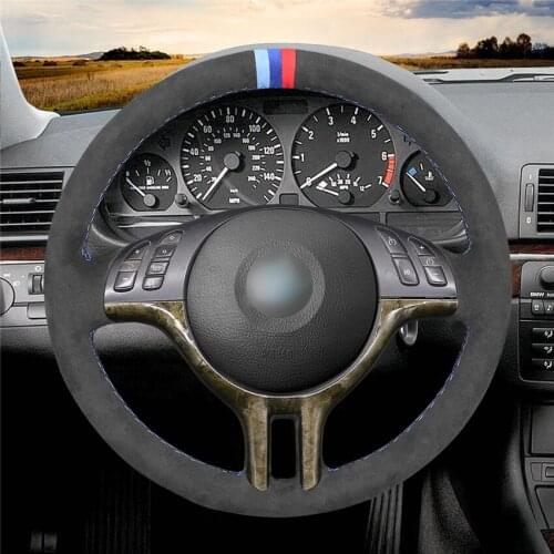 Black Alcantara Car Steering Wheel Cover For BMW E46 318i 325i 330ci E39 X5 E53 Z3 E367 E368 Sedan Series 3 Car Accessories