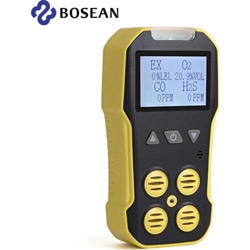 Bosean Multi Gas Detector Gas Meter O2 H2S CO LEL 4 in 1 Oxygen Hydrogen Sulfide Carbon Monoxide Combustible Gas Leak Detector
