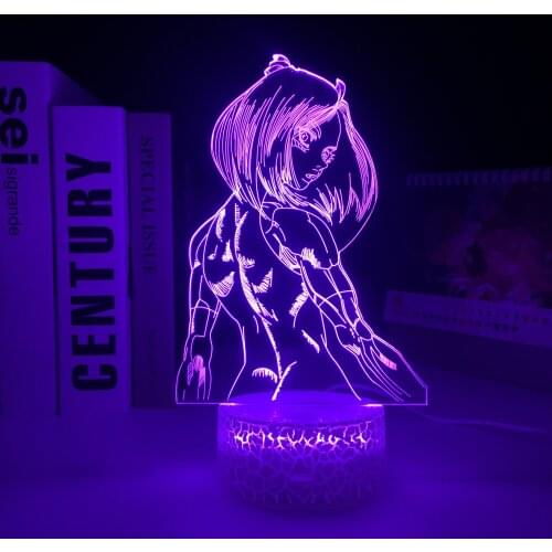 Alita Battle Angel Figure LED Light White Base For Bedroom Decorative Night Light Birthday Gift Kids Room 3D Table Lamp