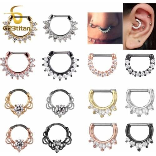 G23 Pretty Nose Rings 16G Titanium Nose Hoops Septum Clicker Ear Tragus Helix Conch Rook Cartilage Earring Body Piercing Jewelry