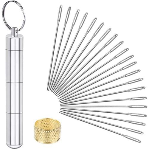 LMDZ 21PCS Large Eye Sewing Needles Sewing Sharp Needle Handmade Leather Needle Hand Stitching Needle Fabric Cross Stitch Needle