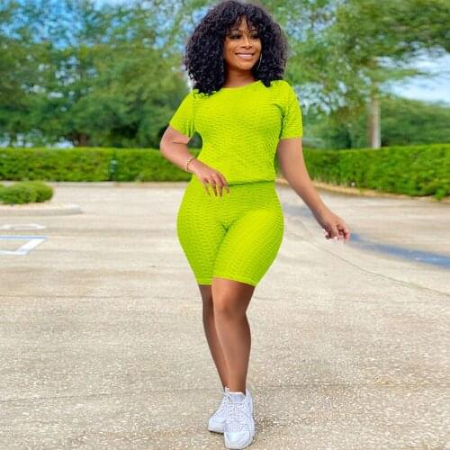 Summer Sport Suit Women 2 Two Piece Set T-shirt Top and Biker Shorts Sets Going Out Workout Fitness Casual Tracksuit Wholesale