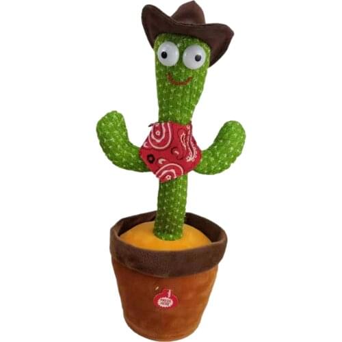 Cute Electric Cactus Plush Doll Twist Dancing Toy Decor Recording Parrot USB Cactus Plush Toy Funny Dancing Singing Toy Adorable