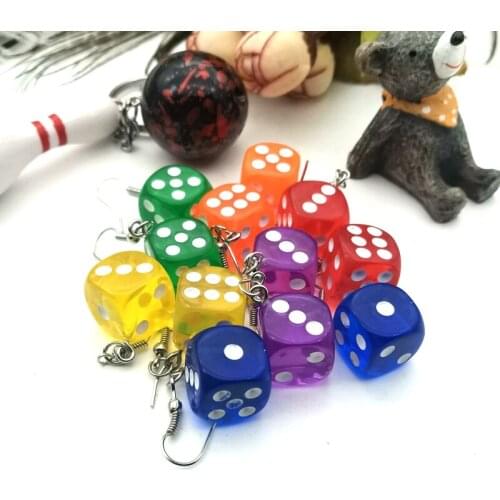 New Transparent and Interesting Casino 3D Dice Pendant Earrings for Women Candy Color Interesting Jewelry Gifts