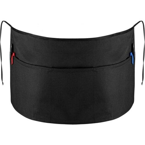 Solid Color Restaurant Hotel Server Waiter Bartender Waist Apron with 3 Pockets