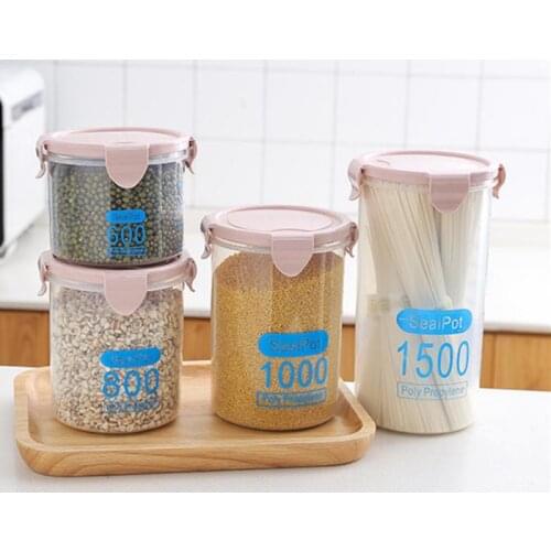 Food Storage Box Plastic Kitchen Food Cereal Grain Bean Rice Storage Box Container Bottle Case Kitchen Organize Tools