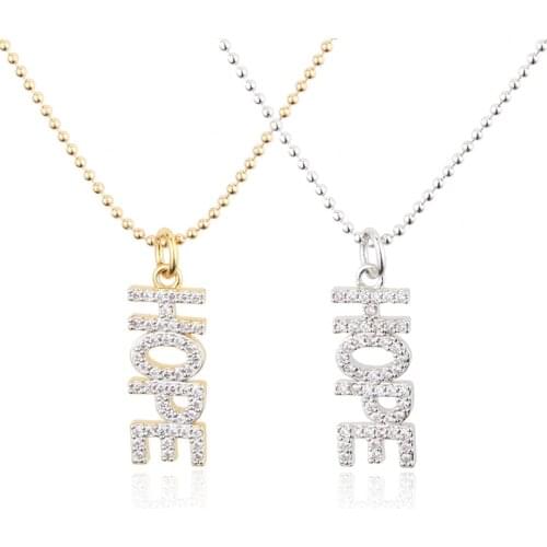 Simple Cubic Zirconia Hope Letter Pendant Necklace Gold Silver Color Clavicle Chains Necklaces for Women Female Jewelry Gifts