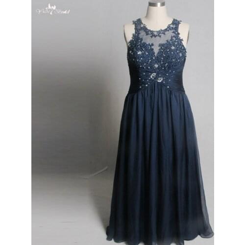 RSE805 Real Pictures Yiaibridal Keyhole Back Mother Of The Bride Dresses Vestido Longo Plus Size Navy Blue Dress