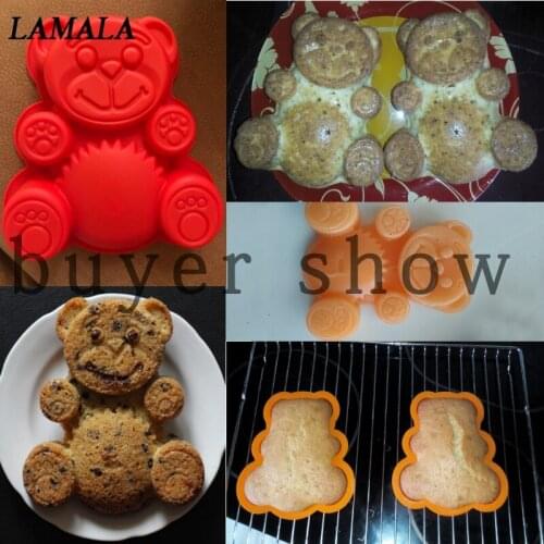17*15.5*3cm 3 Colors Bear Shape 3D Silicone Cake Mold DlY Cartoon Baking Tools Bakeware Maker Mold Tray Baking Tool Cake Moulds
