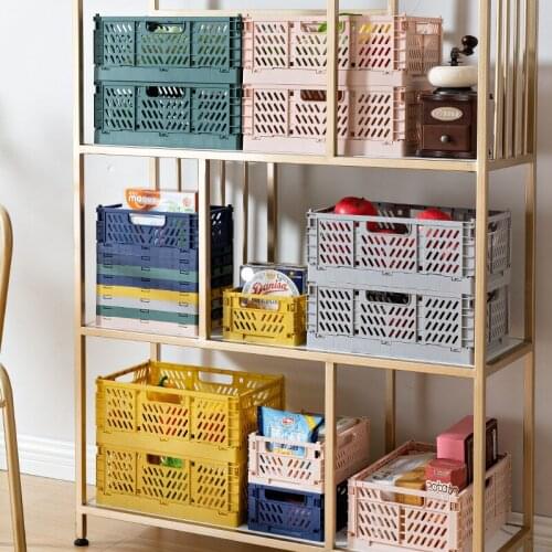Foldable Storage Basket Plastic Desktop Storage Box Color Mini Stationery Cosmetic Container Home Snack Fruit Basketry