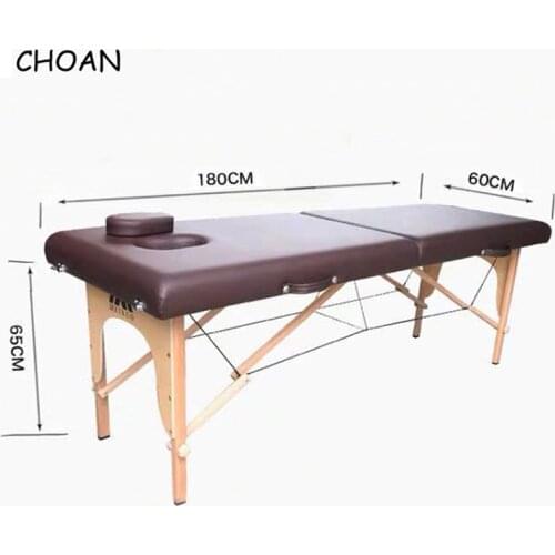 Foldable portable salon beauty salon SPA tattoo furniture beech wooden leather stainless steel patio facial massage table bed
