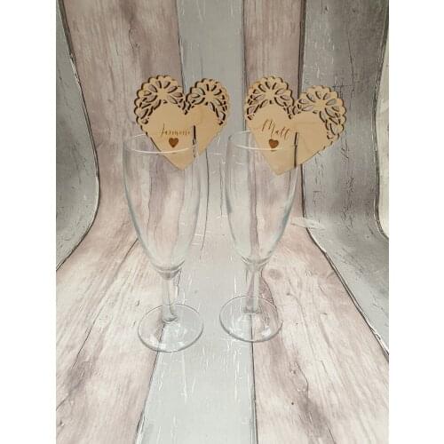 Engraved Personalised Glass Tag, Wedding Favour, Engraved Wedding Favours, Wooden Glass Tag, Wooden Tag, Wedding Gift, Wedding F