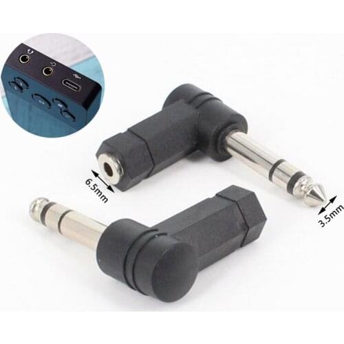90 Degrees 6.5mm 1/4"Male plug to 3.5mm 1/8"Female Jack Stereo Audio Adapter