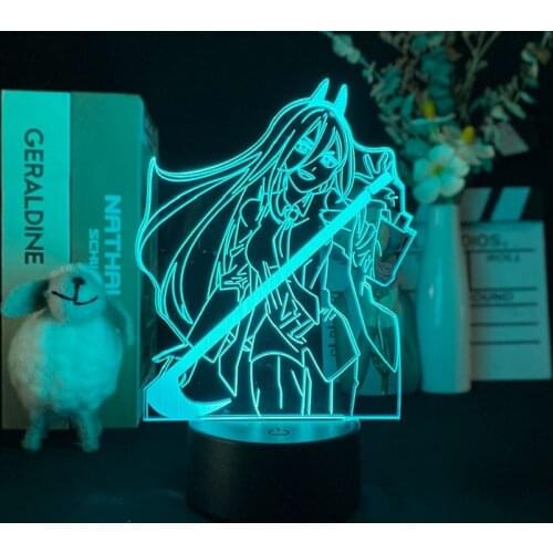LED Night Light Home Decoration Chainsaw Man Power Acrylic 3D Neon Desk Lamp Fans Birthday Holiday Gift Color Change Nightlight