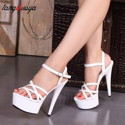 Sexy woman heel stripper heels high Shoes Women fine with high-heels 15cm Female Platforms Sandals Shoes Lady superb Sandals2020