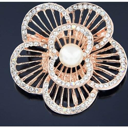 Utei Jewelry Fantastic Gold Color Stunning Austria Crystals Floral Brooch For Wedding Luxury Bridal Bouquet Broach Pin