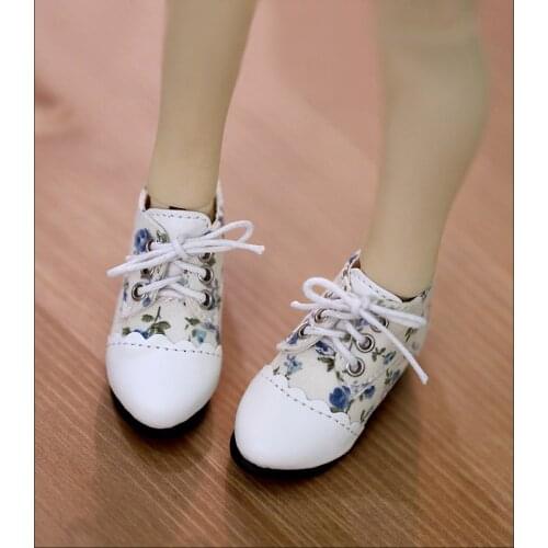[wamami] 48# White Flower Splice 1/3 SD DZ DOD BJD Dollfie Medium Heel Shoes