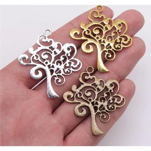 WYSIWYG 4pcs 42x37mm Charm Tree Of Life 3 Colors Life Tree Charms Life Of Tree Pendant Charms For Jewelry Making