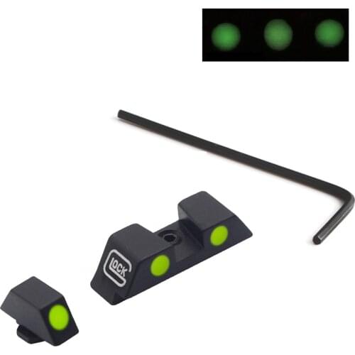Bugleman Green Front Rear Night Sight for Glock 17, 19, 22, 23, 24, 26, 27, 33, 34, 35 In Day and Night Use Tactical Accessories