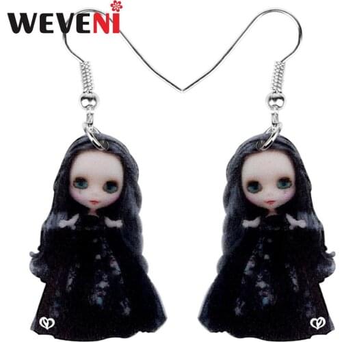 WEVENI Acrylic Cute Gray Long Hair Girls Earrings Big Long Dangle Drop Fashion Jewelry for Women Ladies Teens Gift Decoration