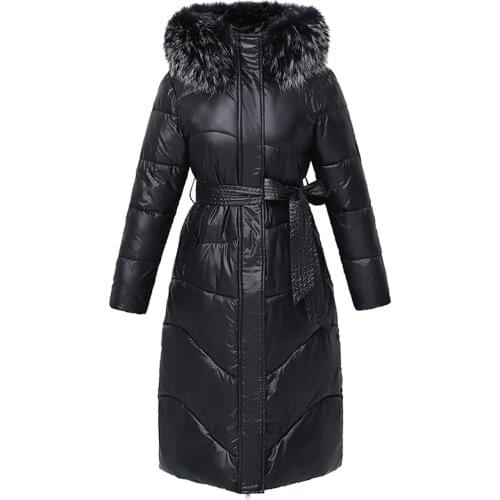 Winter Cotton-Padded Coat Women 's Mid-Length Slim Fit Slimming Padded down Jacket Women over the Knee Large Fur Colla 8031538