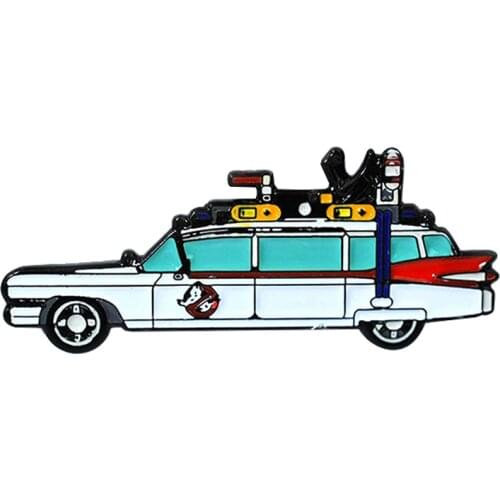 Ghostbusters ambulance Ecto-1 pin retro 80s movie fans badge
