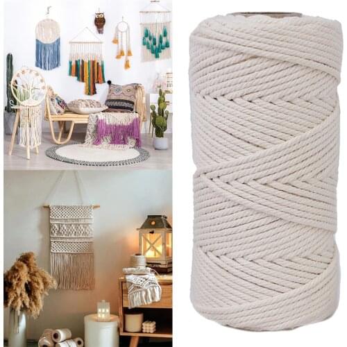 100m 3/4/5mm Cotton Twisted Cord Rope DIY Crafts Macrame Artisan String Weaving