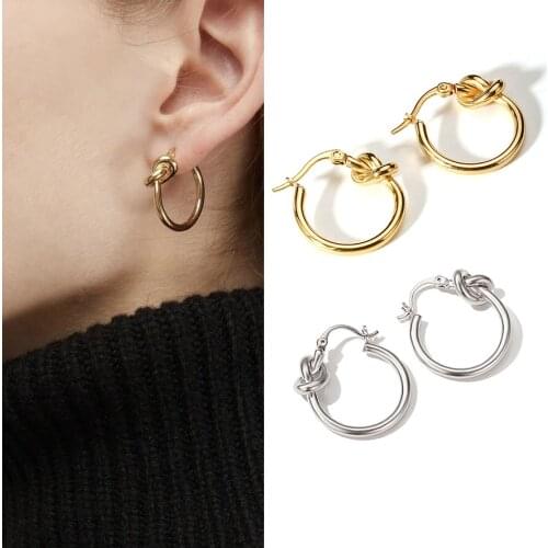 2020 Trendy Metal Hoop Earring For Woman Vintage Knot Circle korean Statement Earrings Accessories Unique Punk Jewelry